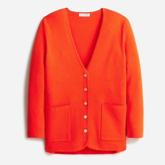 J. Crew Sweaters - NWOT J.Crew Giselle V-neck Sweater-Blazer in Bold Red Orange Knit Cardigan XS